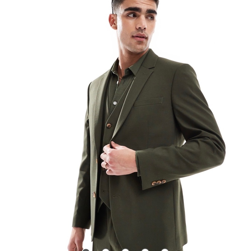 ASOS DESIGN Mens Skinny Suit Jacket Olive Green 36S Blazer F103190